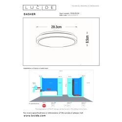 Lucide DASHER - LED stropní svítidlo Koupelna - Ø 29,3 cm - 1x12W - IP44 - Senzor pohybu - Černé