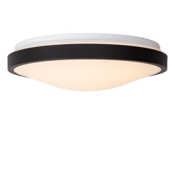 Lucide DASHER - LED stropní světlo Koupelna - Ø 34,8 cm - 1x18W - IP44 - Senzor pohybu & Den/Noc - Černé