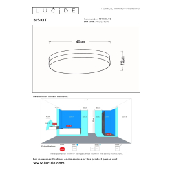 LED stropní svítidlo BISKIT do koupelny - Ø 40 cm - 1x36W 2700K - IP44 - Senzor pohybu & Den/Noc - Černá