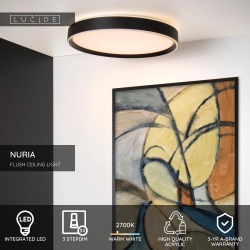 LED Stropní svítidlo Lucide NURIA - Ø 50 - stmívatelné - černé