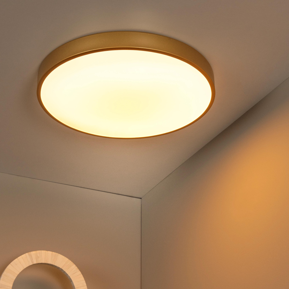 Lucide UNAR stropní LED  svítidlo Ø 49,5 cm 1x36W 2700K matná zlatá/mosazná