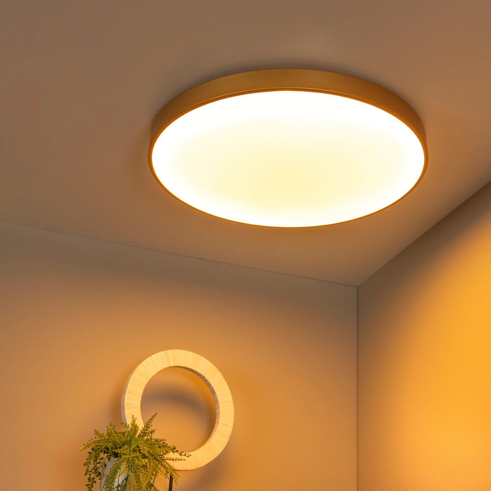 Lucide UNAR stropní LED  svítidlo Ø 60 cm 1x60W 2700K matná zlatá/mosazná