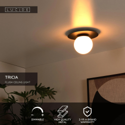 Lucide TRICIA - stropní svítidlo - Ø 25 cm - 1xE27 - černá