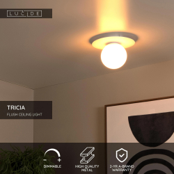 Lucide TRICIA - stropní svítidlo Ø25cm - 1xE27 - bílá