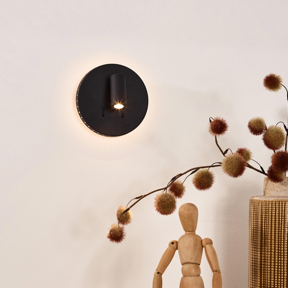 Lucide 79201/09/30 BENTJER - Nástěnné svítidlo - Ø 14 cm - LED - 1x6W 3000K - černá