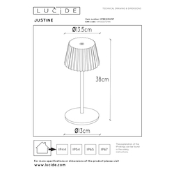 Lucide JUSTINE venkovní stolní lampa 1x2W 2700K IP54 rezavě hnědá