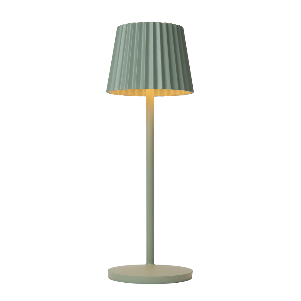 Dobíjecí stolní stmívatelná LED venkovní lampa Lucide JUSTINE - 1x2W 2700K – IP54 – S bezdrátovou nabíjecí podložkou – Zelená