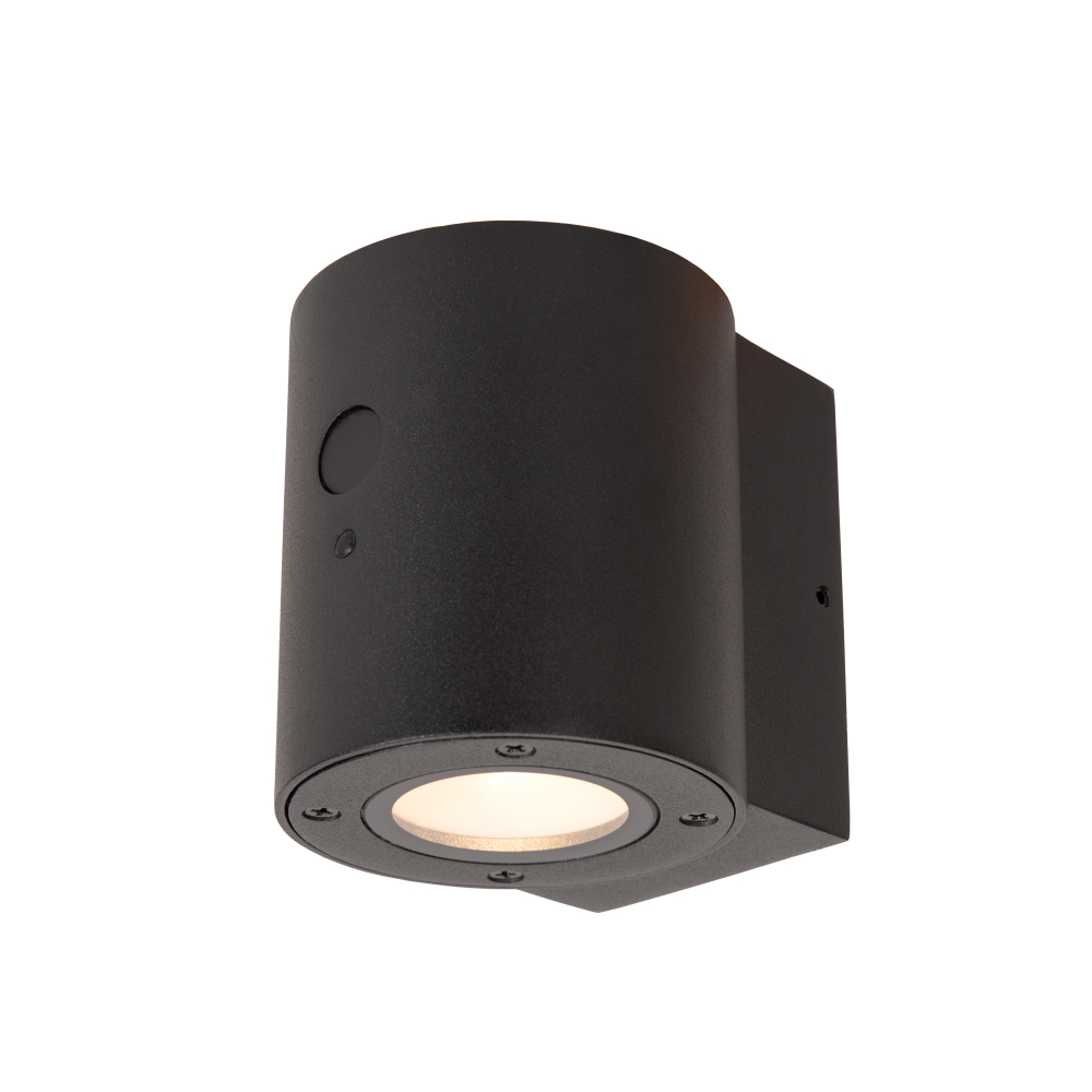 Lucide PERTH - Nástěnné svítidlo vnitřní/venkovní - LED stmívatelné - 1x1W - IP65 - Senzor Den/Noc - Černá
