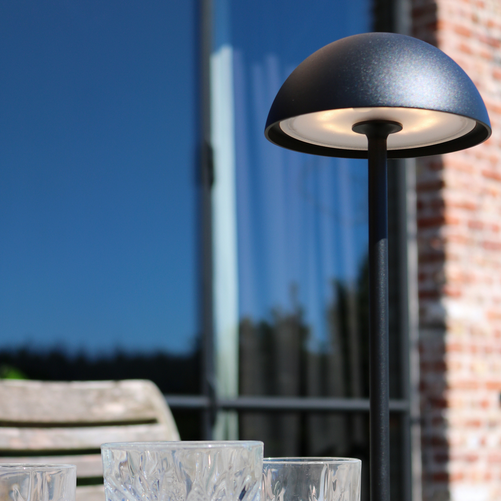Lucide JOY venkovní dobíjecí stolní lampa ø 12 cm 1x1,5W 3000K IP54 černá