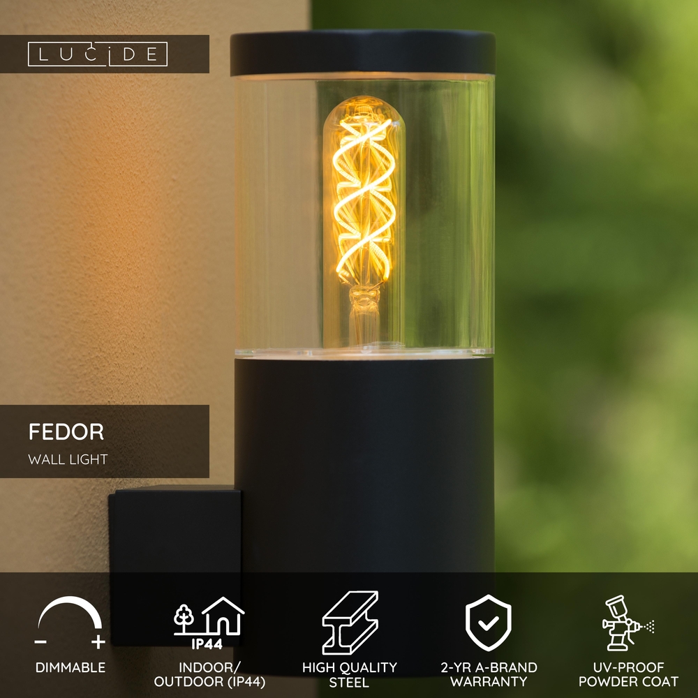 Lucide 14899/01/30 FEDOR nástěnné svítidlo E27/40W H23cm černá