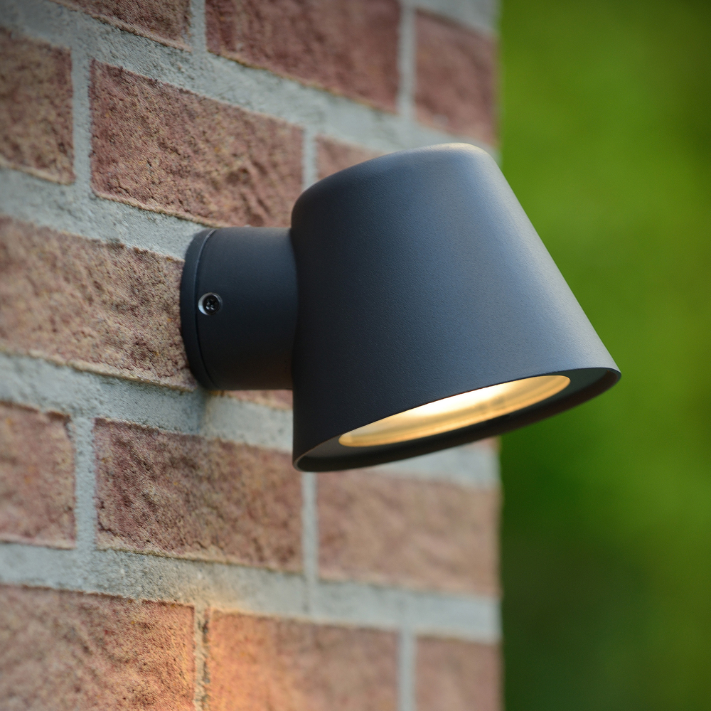 Lucide DINGO-LED - nástěnné svítidlo venkovní - stmívatelné - GU10 - 1x5W 3000K - IP44 - Černá 14881/05/30