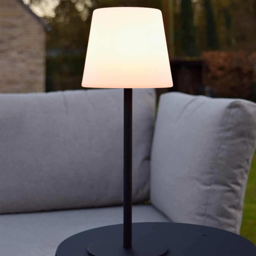 Lucide TYON - Dobíjecí stolní lampa Vnitřní/Venkovní - baterie - LED stm. - IP65 - Černá