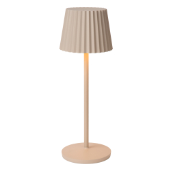 Dobíjecí stolní stmívatelná LED venkovní lampa Lucide JUSTINE - 1x2W 2700K – IP54 – S bezdrátovou nabíjecí podložkou – krémová