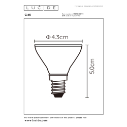 Lucide G45 LED žárovka stmívatelná Ø 4,3 cm E14 1x5W 2700K černá