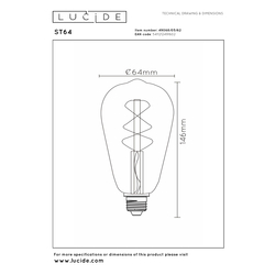 Lucide filamentová LED žárovka ST64 E27/5W 500LM 2700K