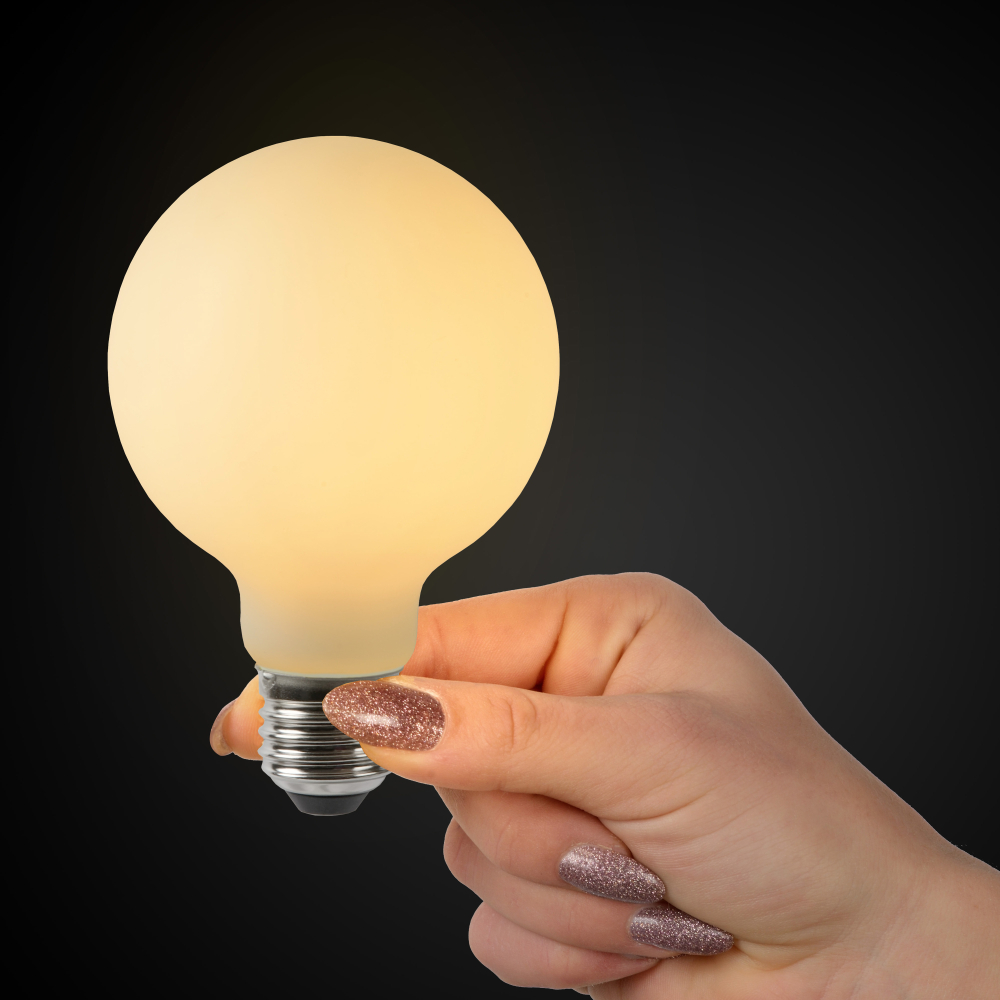 Žárovka FILAMENT - Ø 8 cm - LED stm. - E27 - 1 x 5W 2700 K - opál