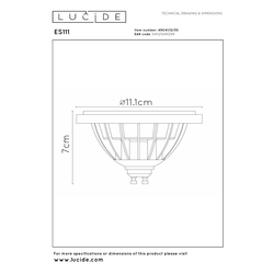 Lucide 49041/12/30 LED žárovka ES111 12W 820 LM stmívatelná černá