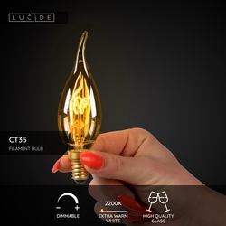 Lucide LED žárovka - okrasné vlákno - Ø 3,5 cm - stmívatelné - 1x3W 2200K - Jantarová 49036/03/62