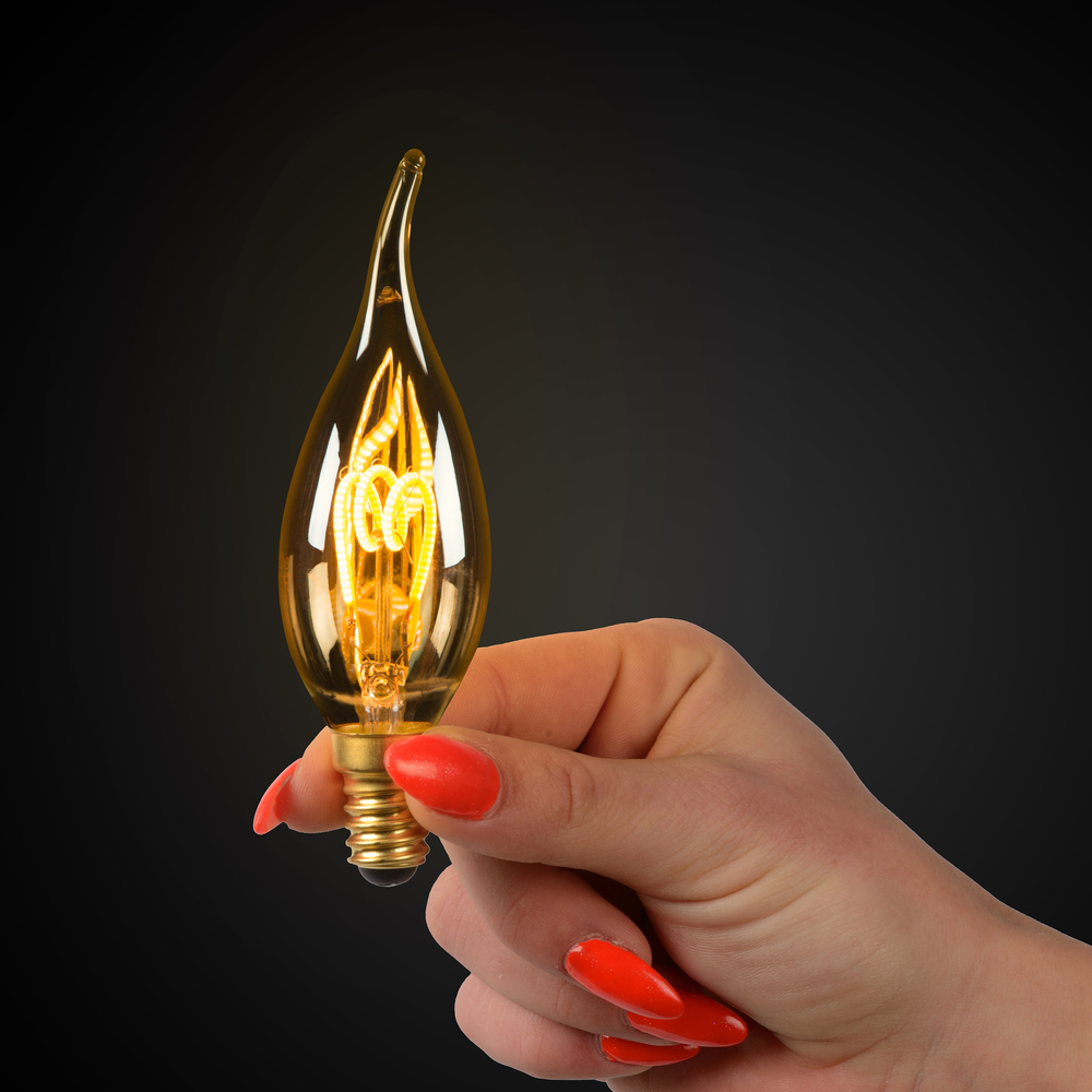 Lucide LED žárovka - okrasné vlákno - Ø 3,5 cm - stmívatelné - 1x3W 2200K - Jantarová 49036/03/62