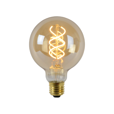 Lucide LED žárovka - okrasné vlákno - Ø 9,5 cm - stmívatelné - 1x5W 2200K - Jantarová 49032/05/62