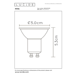 Lucide LED žárovka - Ø 5 cm - stmívatelné - GU10 - 1x5W 3000K - Černá 49006/05/30