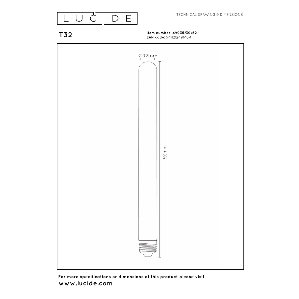 LED žárovka T30 5W 260LM 2200K 30cm stmívatelná jantarová