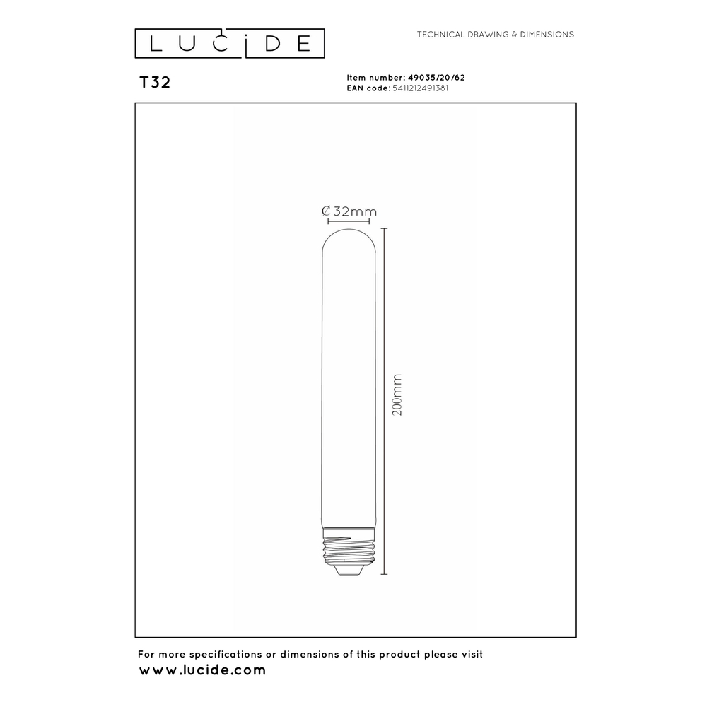 LED žárovka - Filament - Ø 3,2 cm - stm. - E27 - 1x5W 2200K - jantarová