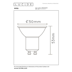 Lucide LED žárovka - Ø 5 cm - LED - GU10 - 1x5W 2700K - Průhledné 49008/05/60