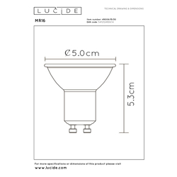 Lucide LED žárovka - Ø 5 cm - stmívatelné - GU10 - 3x5W 3000K - Černá 49006/15/30
