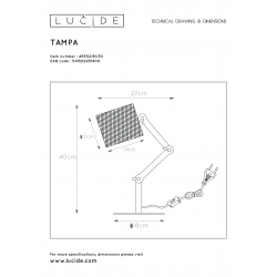 TAMPA - Stolní lampa - 1xE27 - Černá
