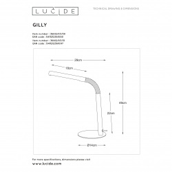Lucide GILLY stolní lampička LED 3W H49 D14cm 4000K 240LM bílá