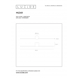 Lucide MIZAR nástěnné svítidlo 90cm LED 10W IP44 černá