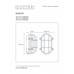 Lucide DUDLEY venkovní nástěnné svítidlo Oval IP65 E27/60W černá
