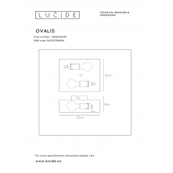 Lucide OVALIS nástěnné svítidlo 2xE14/9W černá/zlatá