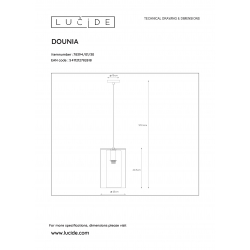 Lucide DOUNIA závěsné svítidlo E27/40W matná černá/Smoke glass