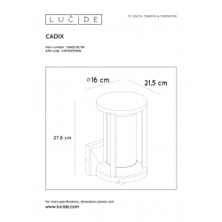 Lucide CADIX Outdoor Stropní svítidlo E27/max 15W led černá