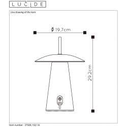 LA DONNA - Stolní lampa Venkovní - Ø 19,7 cm - LED stm. 3 kroky - 1x2W 2700K - IP54 - bílá