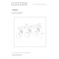 Lucide 17993/03/30 MADEE svítidlo stropní 3x E14/25W