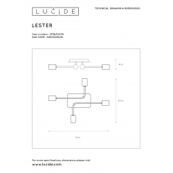 Lucide 21118/04/30 LESTER svítidlo stropní 52/38/9 cm E27/60W černá