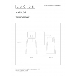 Lucide MATSLOT - nástěnné svítidlo venkovní - IP23 - Černá 29829/01/30