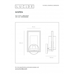 Lucide NISPEN - nástěnné svítidlo venkovní - IP44 - Černá 29827/01/30