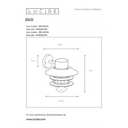 Lucide ZICO - nástěnné svítidlo venkovní - Ø 21,8 cm - IP44 - Černá 11874/01/30