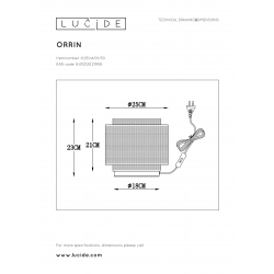 Lucide ORRIN - stolní lampa - Ø 25 cm - Černá 02504/01/30