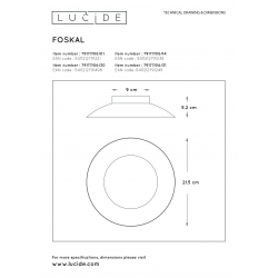 Lucide FOSKAL - zapuštěné stropní svítidlo - Ø 21,5 cm - LED - 1x6W 2700K - Černá 79177/06/30