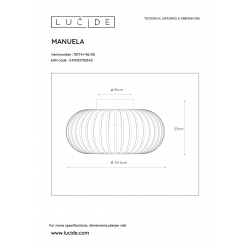 Lucide MANUELA - přisazené stropní svítidlo - Ø 40 cm - Černá 78174/40/30