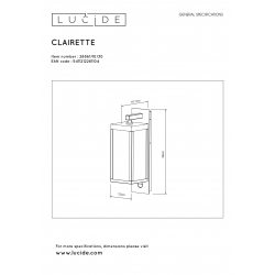 Lucide CLAIRETTE - nástěnné svítidlo venkovní - LED - IP54 - Černá 28861/10/30