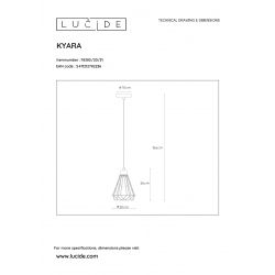 Lucide KYARA - závěsné svítidlo - Ø 20 cm - Bílá 78385/20/31