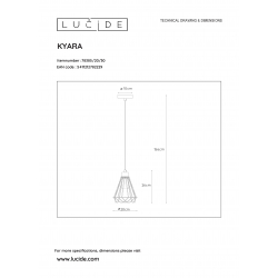 Lucide KYARA - závěsné svítidlo - Ø 20 cm - Černá 78385/20/30