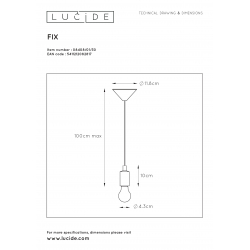 Lucide FIX - závěsné svítidlo - Ø 10 cm - Černá 08408/01/30