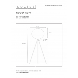 Lucide GOOSY SOFT - stojací lampa - Ø 50 cm - Bílá 71767/50/31